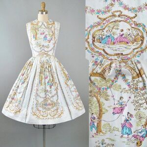 NWT VTG J Crew 2 Versailles Collectors RARE 50s Bow Coquette French Toile Dress